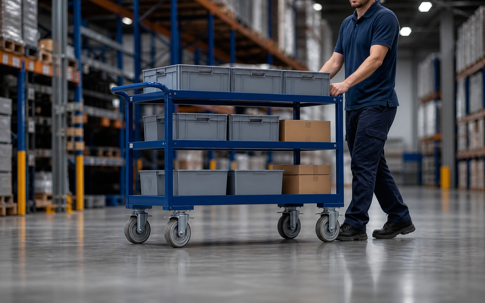 Warehouse transport caster application